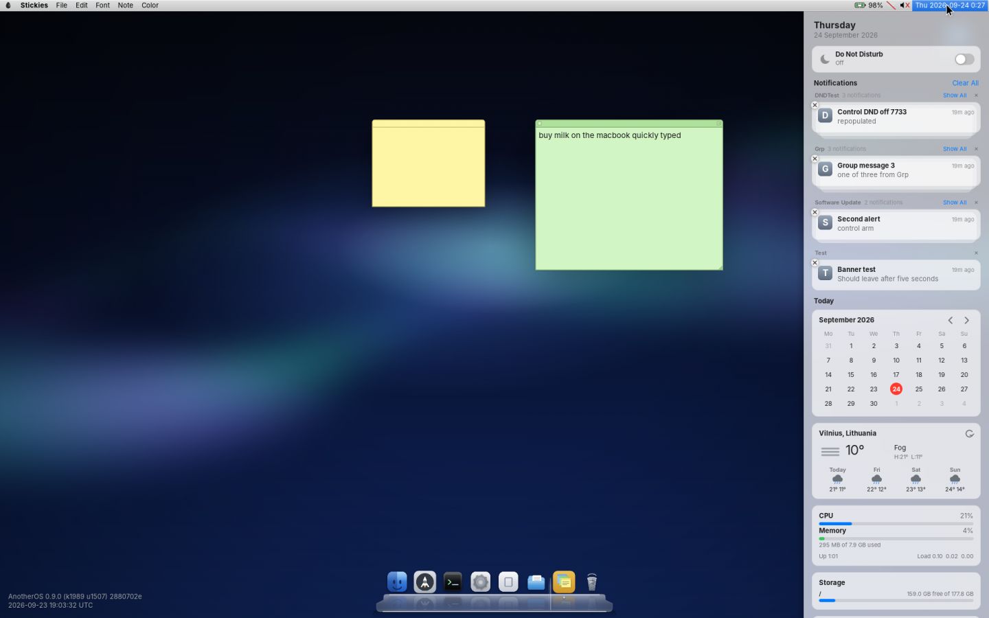 Notifications on AnotherOS