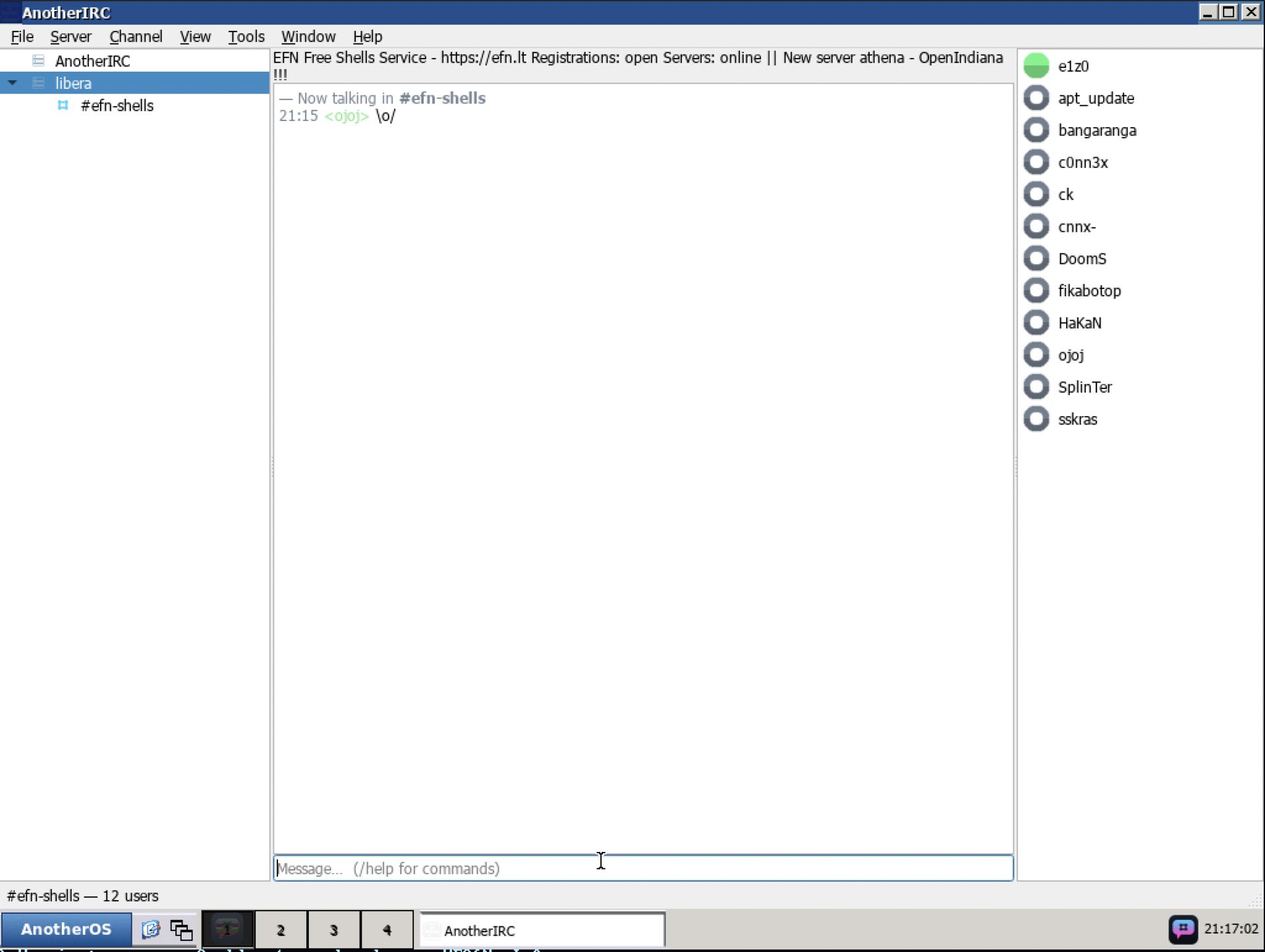 An IRC client under XFasadas